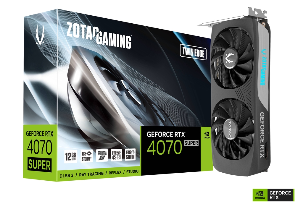 TVIDEO ZOTAC RTX4070 SUPER TWIN EDGE 12GB HDMI DP ZT-D40720E-10M 12M DE GARANTIA