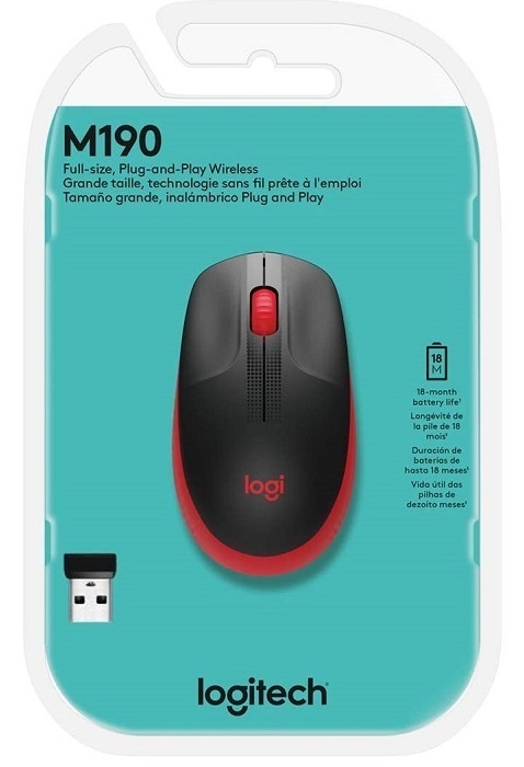 MOUSE LOGITECH  M190 INALAMBRICO ROJO 910-005904 11M DE GARANTIA