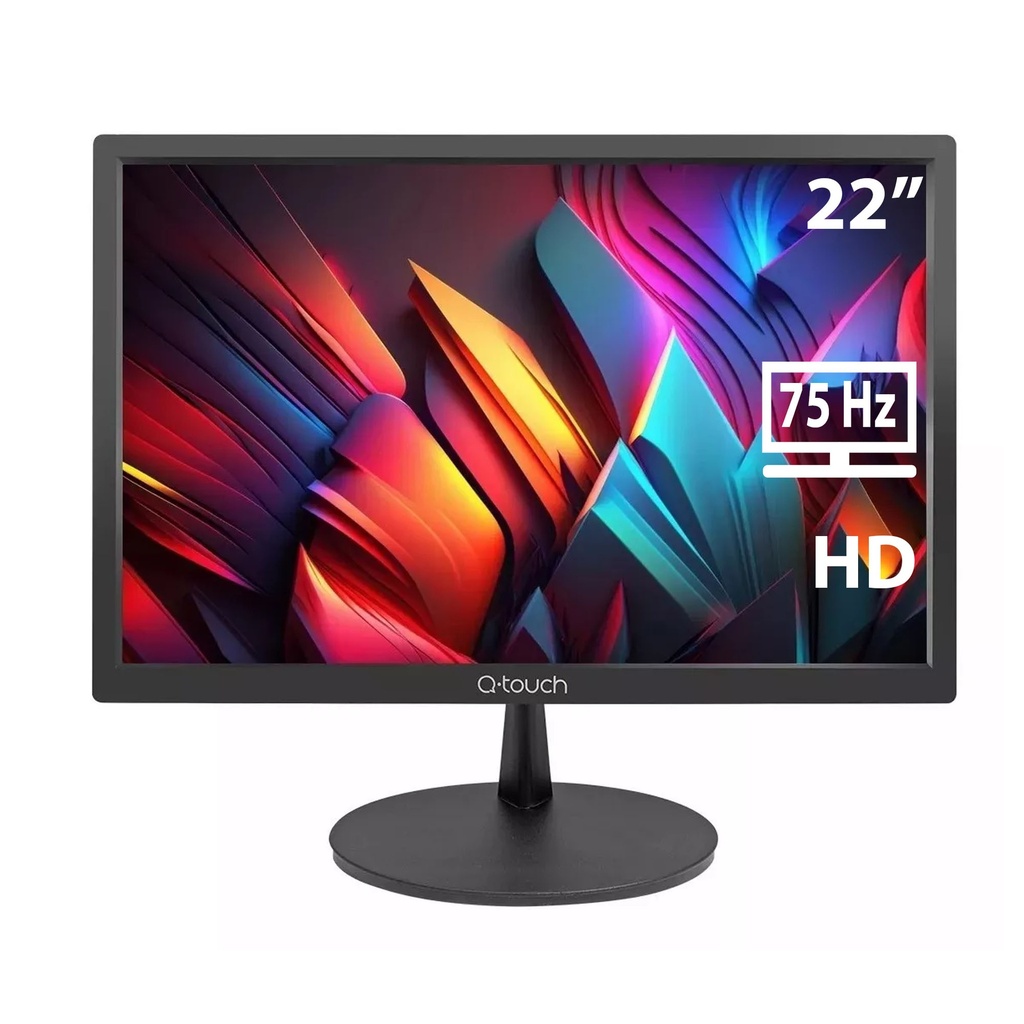 MONITOR QTOUCH 22" LED 1650 x 1050 75HZ VGA NEGRO QT-2200 1AÑO DE GARANTIA