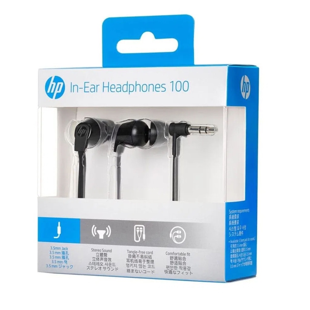 AUDIFONOS HP 100 IN-EAR 20HZ 20KHZ 3.5MM NEGRO 1KF54AA 1M DE GARANTIA