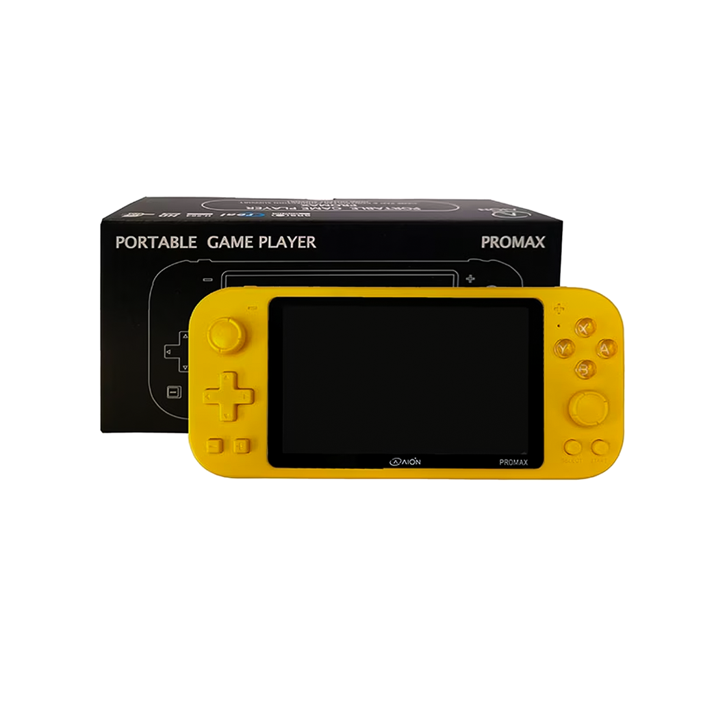 CONSOLA PORTATIL GAME PLAYER AION X20 PRO MAX AMARILLO 14000 JUEGOS 3D PUERTO MICROSD EXP MINI HDMI 3M DE GARANTIA