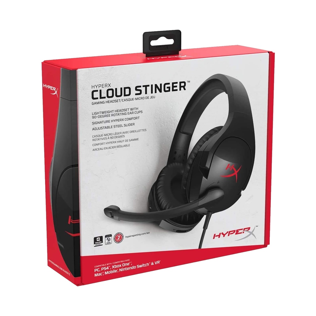DIADEMA HYPERX  CLOUD STINGER NEGRA/ROJO 3.5MM -HSCS-BK/NA 11M DE GARANTIA