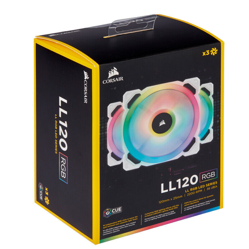 VENTILADOR CORSAIR LL120 PWM DOBLE ARO DE LUZ PRO KIT 3X1 RGB 120MM BLANCO CO-9050092-WW 3M DE GARANTIA