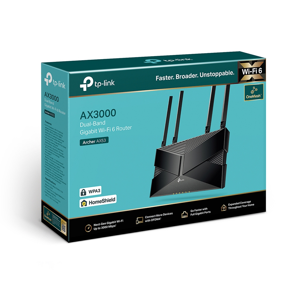 ROUTER TPLINK ARCHER AX53 2.4GHZ-5GHZ AX3000 WIFI6 DUAL BAND 1AÑO DE GARANTIA