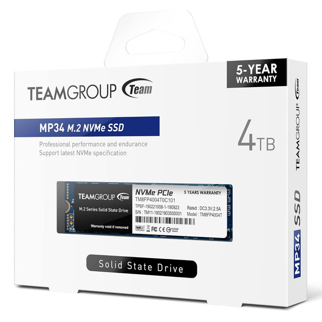 SSD TEAMGROUP MP34 4TB M.2 PCIEX TM8FP4004T0C101  11M DE GARANTIA