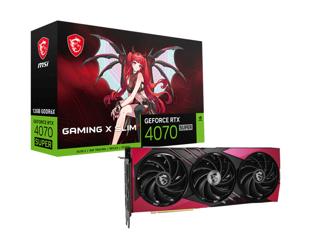 TVIDEO MSI RTX 4070 SUPER 12GB GAMING X SLIM DESIGN MIGHTY ACTION HDMI DP RTX4070 SUPER 12G GAMING X SLIM MLG 12M DE GARANTIA