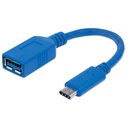 CABLE MANHATTAN USB3.1 C-MACHO  USB3.0-HEMBRA 15CM AZUL 353540 1M DE GARANTIA