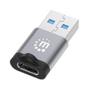 ADAPTADOR MANHATTAN USB-A MACHO USB-C HEMBRA GRIS 356305 11M DE GARANTIA