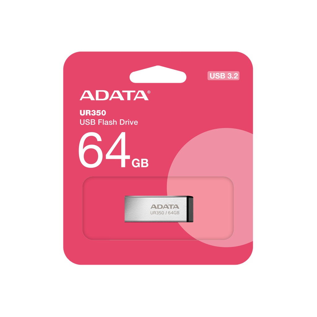 MEMORIA USB ADATA UR350 64GB 3.2 PLATA UR350-64G-RSR/BK 11M DE GARANATIA
