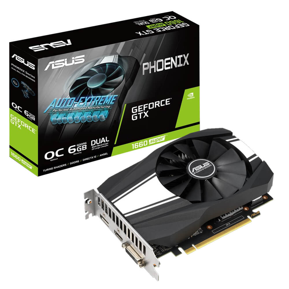 CAJA ABIERTA TVIDEO ASUS PHOENIX GTX1660 SUPER OC 6GB DDR6 192BIT HDMI PH-GTX1660S-O6G 90YV0DT0-M0AA001 AÑO DE GARANTIA