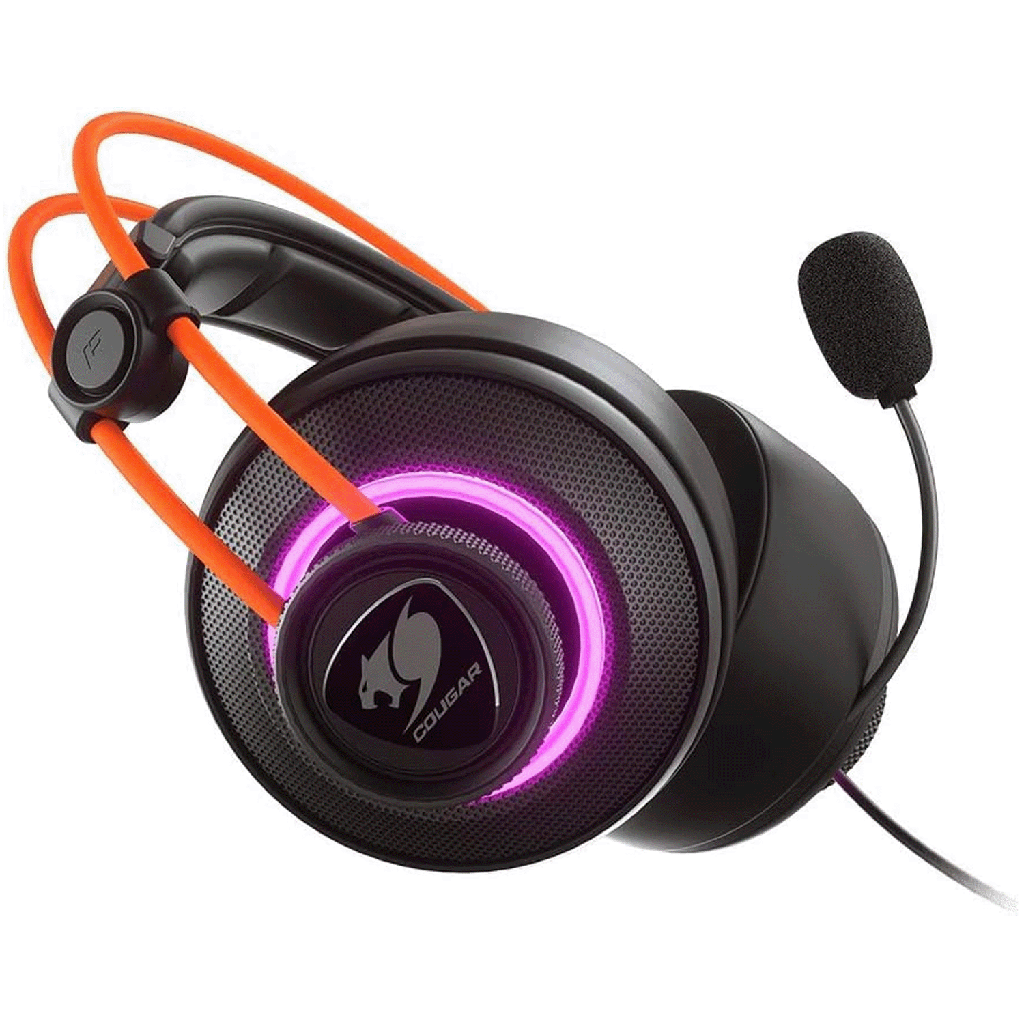 DIADEMA COUGAR GAMER INMERSA PRO PRIX NEGRO/NARANJA USB RGB 3H700U50C.0004 3M DE GARANTIA