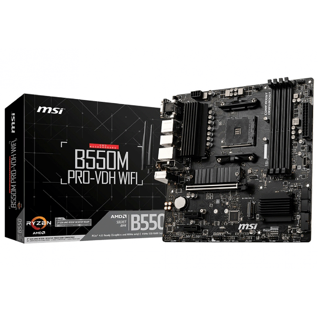 MB MSI B550M PRO VDH WIFI  RYZEN AM4 DDR4 128GB M-ATX B550M PRO-VDH WIFI 11M DE GARANTIA