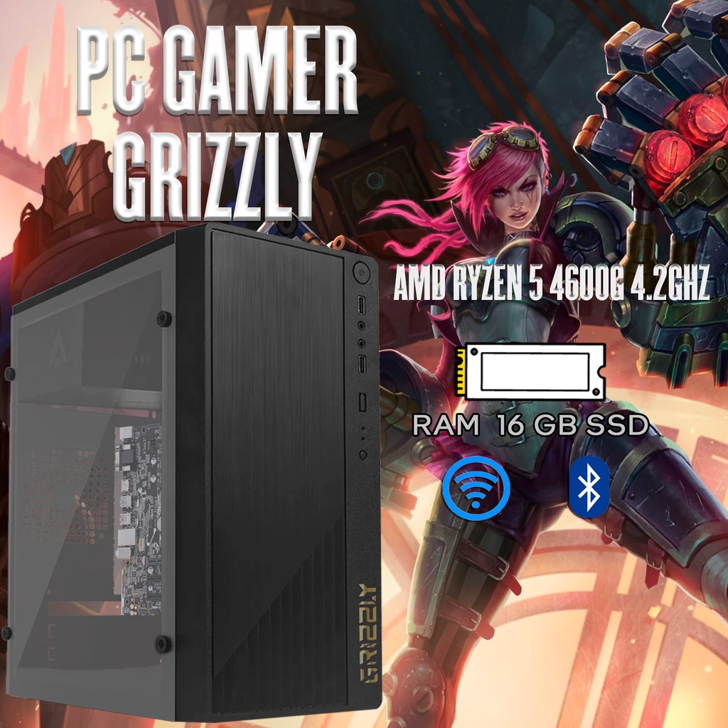 PC GRIZZLY AMD RYZEN 5 4600G 4.2GHZ 8GB SSD 240GB WIFI PG-AMD048 UN AÑO DE GARANTIA