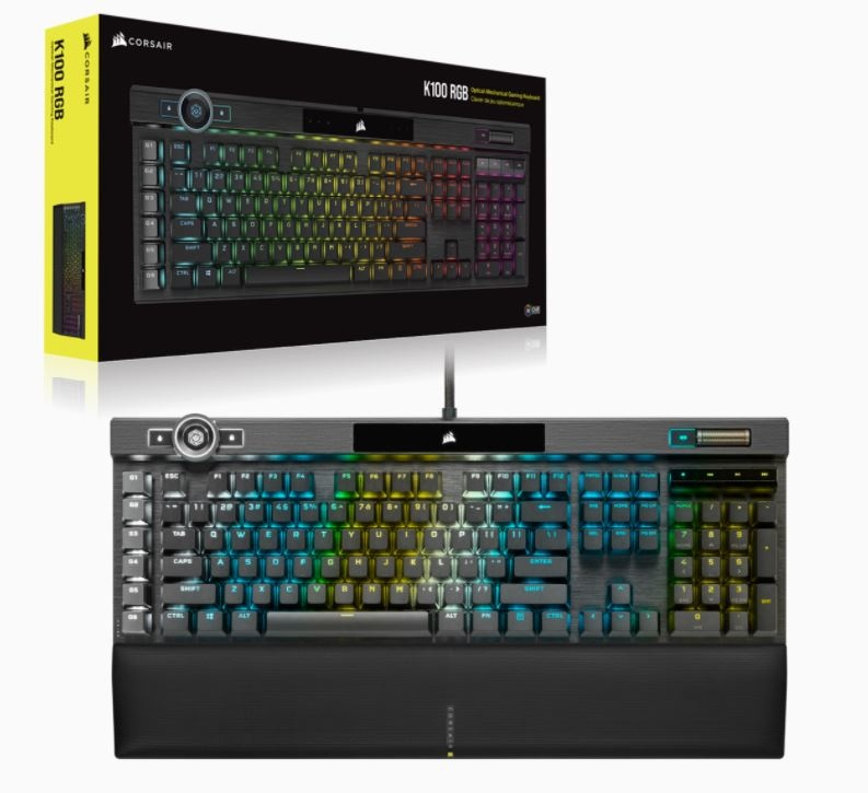TECLADO CORSAIR K100 OPX GAMING NEGRO RGB MECANICO CH-912A01A-NA 11M DE GARANTIA