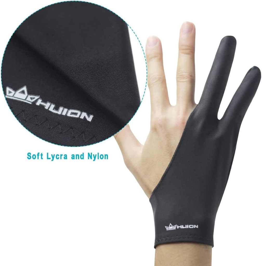 GUANTE PARA TABLETAS HUION FRYCO PROTECCION 2 DEDOS GHUION NEGRO 3M DE GARANTIA