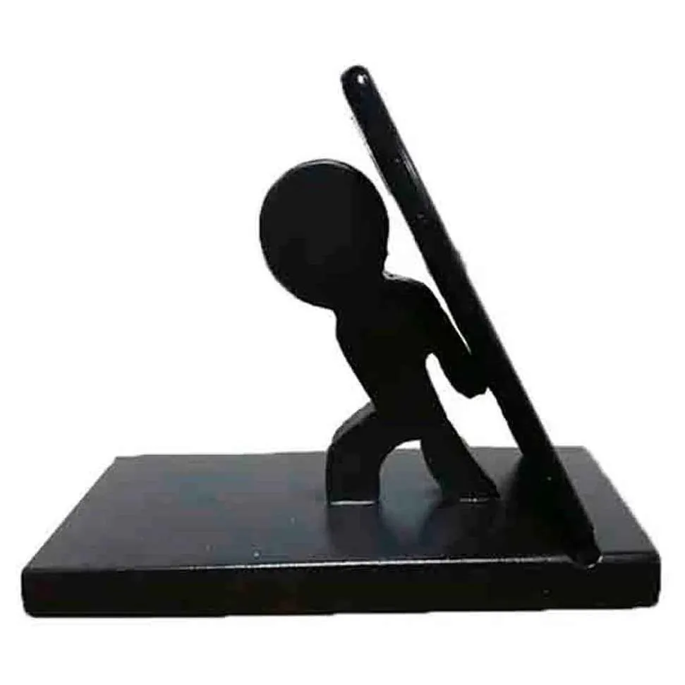 SOPORTE DE MADERA PARA CELULAR MUÑECO YEYO CHOCOLATE SIN GARANTIA