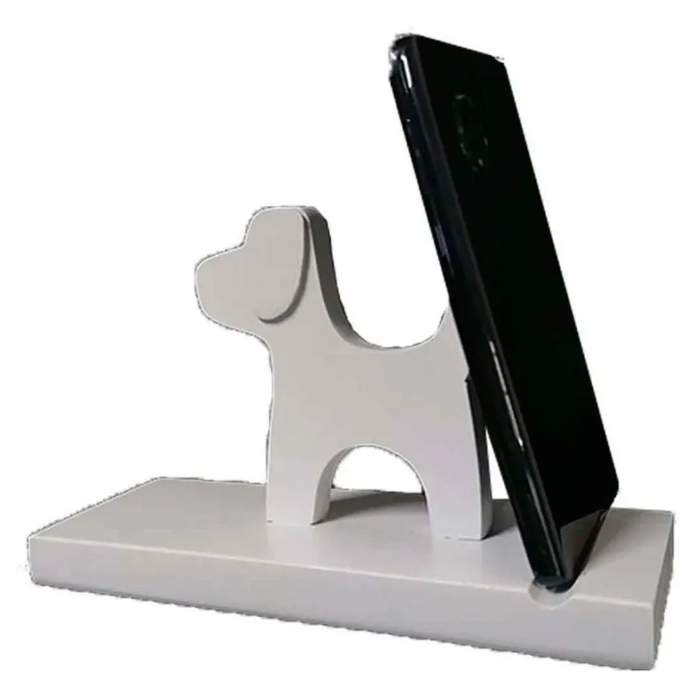 SOPORTE DE MADERA PARA CELULAR PERRITO BLANCO SIN GARANTIA