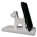 SOPORTE DE MADERA PARA CELULAR PERRITO BLANCO SIN GARANTIA