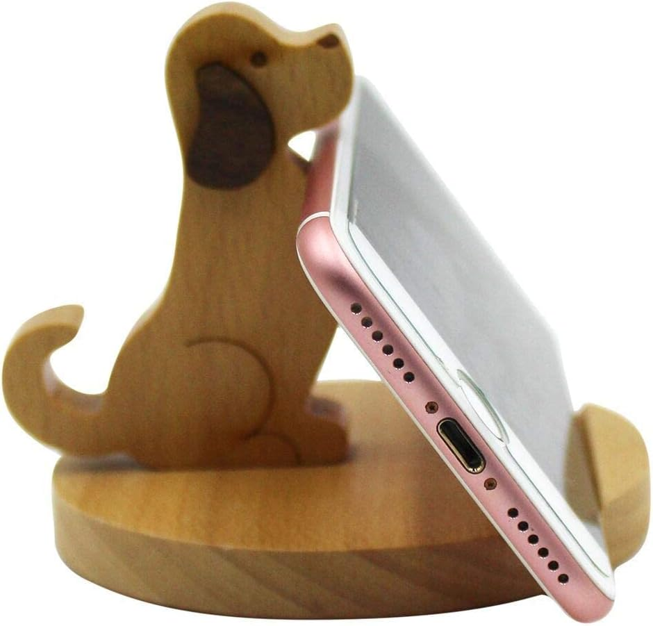 SOPORTE DE MADERA PARA CELULAR PERRITO CHOCOLATE SIN GARANTIA