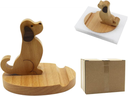 SOPORTE DE MADERA PARA CELULAR PERRITO CHOCOLATE SIN GARANTIA