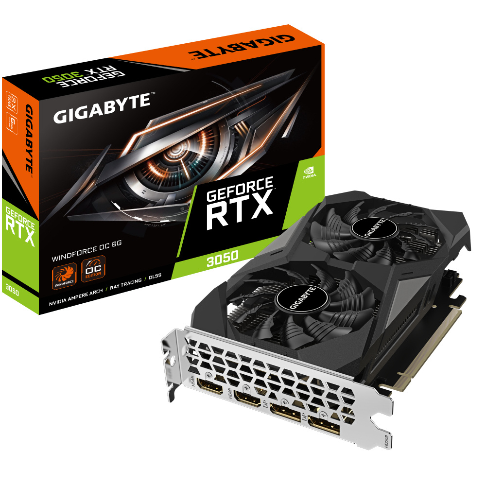 TVIDEO GIGABYTE RTX3050 WINDFORCE OC 6GB 192BIT GGDR6GV-N3050WF2OC-6GD 11M DE GARANIA