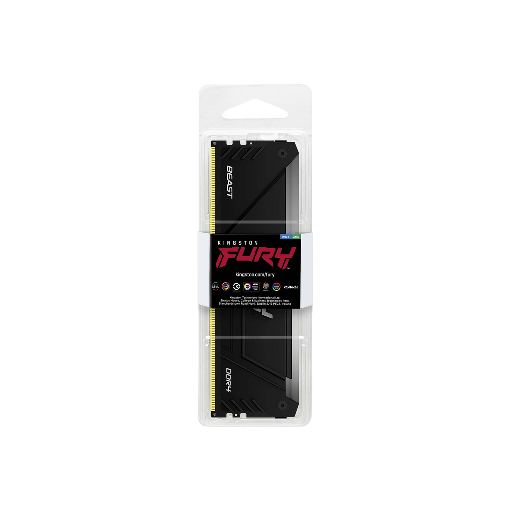 RAM KINGSTON FURY BEAST DDR4 16GB 3200 NEGRO RGB KF432C16BB2A/16 1 AÑO DE GARANTIA