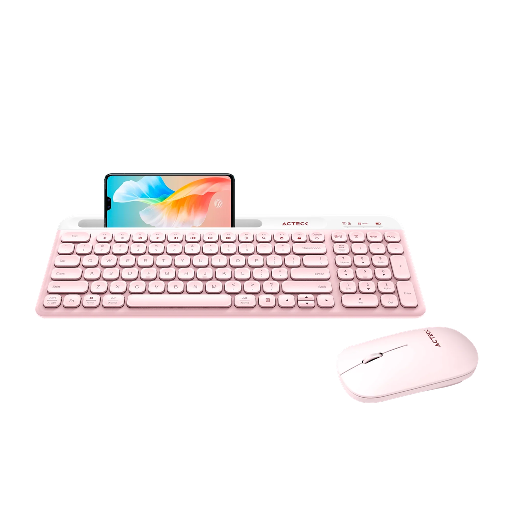 KIT 2 EN 1 ACTECK WIFI CREATOR VIRTUOS SILK MK720 TEC Y MOU ROSA BLUETOOTH MULTIDISPOSITIVO AC-936279 3M DE GARANTIA