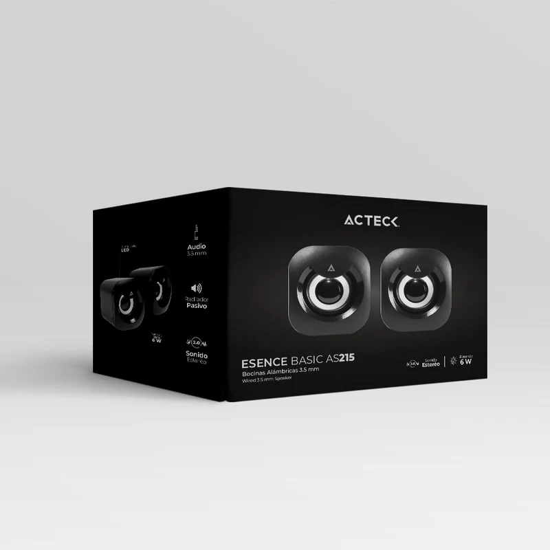 BOCINA ACTECK ESENCE BASIC AS215 NEGRO 2.0CH 3.5MM  ADVANCED SERIES AC-935272 03M DE GARANTIA