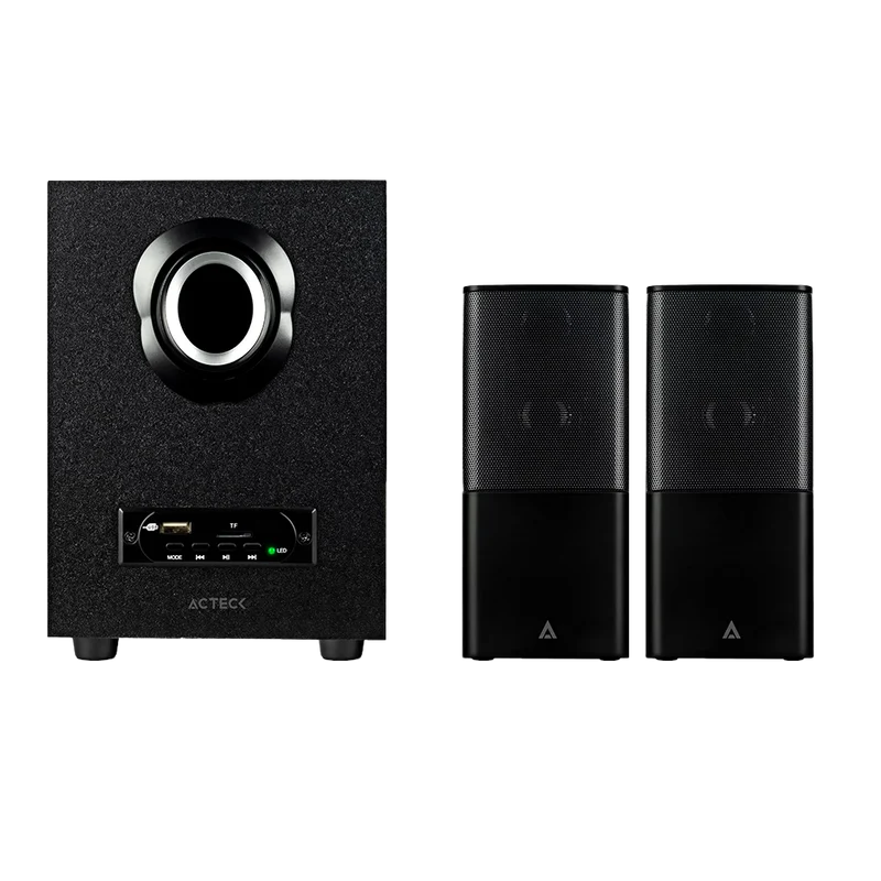 BOCINA ACTECK HEAR AS480 NEGRO 2.1CH SUBWOOFER ALAMBRICO BLUETOOTH 3.5MM USB A MICROSD ADVANCED SERIES AC-922067 6M DE GARANTIA