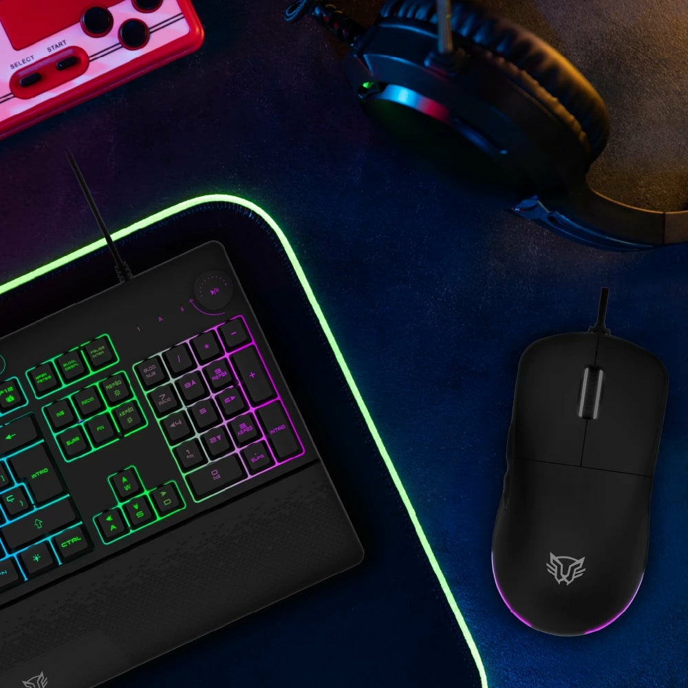 KIT 2 EN 1 USB BALAM RUSH SQUAD MASTER PRO KTM777 NEGRO TEC MOU RGB BR-936903 06M DE GARANTIA