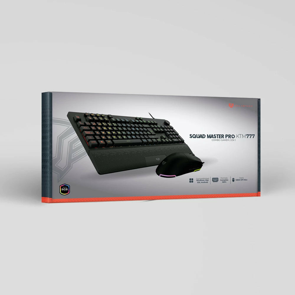 KIT 2 EN 1 USB BALAM RUSH SQUAD MASTER PRO KTM777 NEGRO TEC MOU RGB BR-936903 06M DE GARANTIA