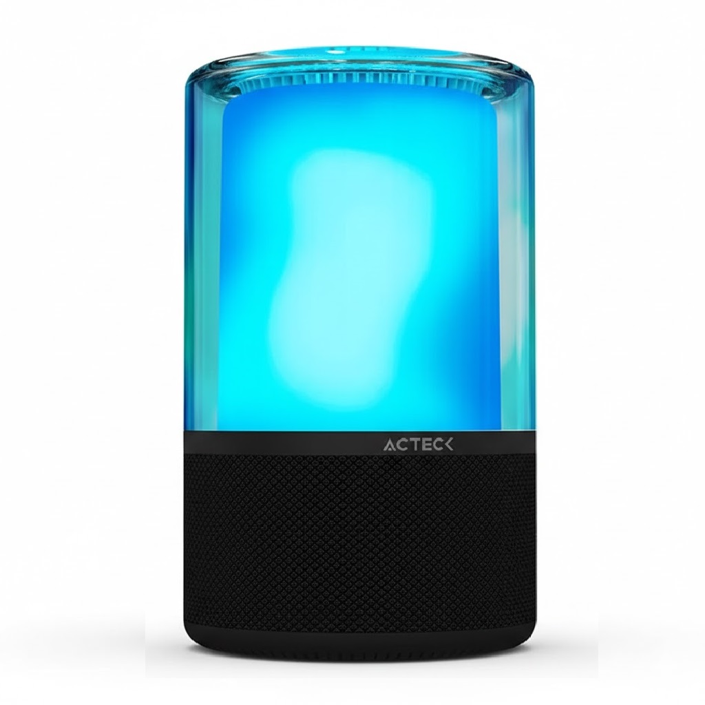 BOCINA ACTECK GLEE PURE AP70 NEGRO BLUETOOTH 5.2 3.5MM USB-C ILUMINACION LED ELITE SERIES AC-936385 03M DE GARANTIA
