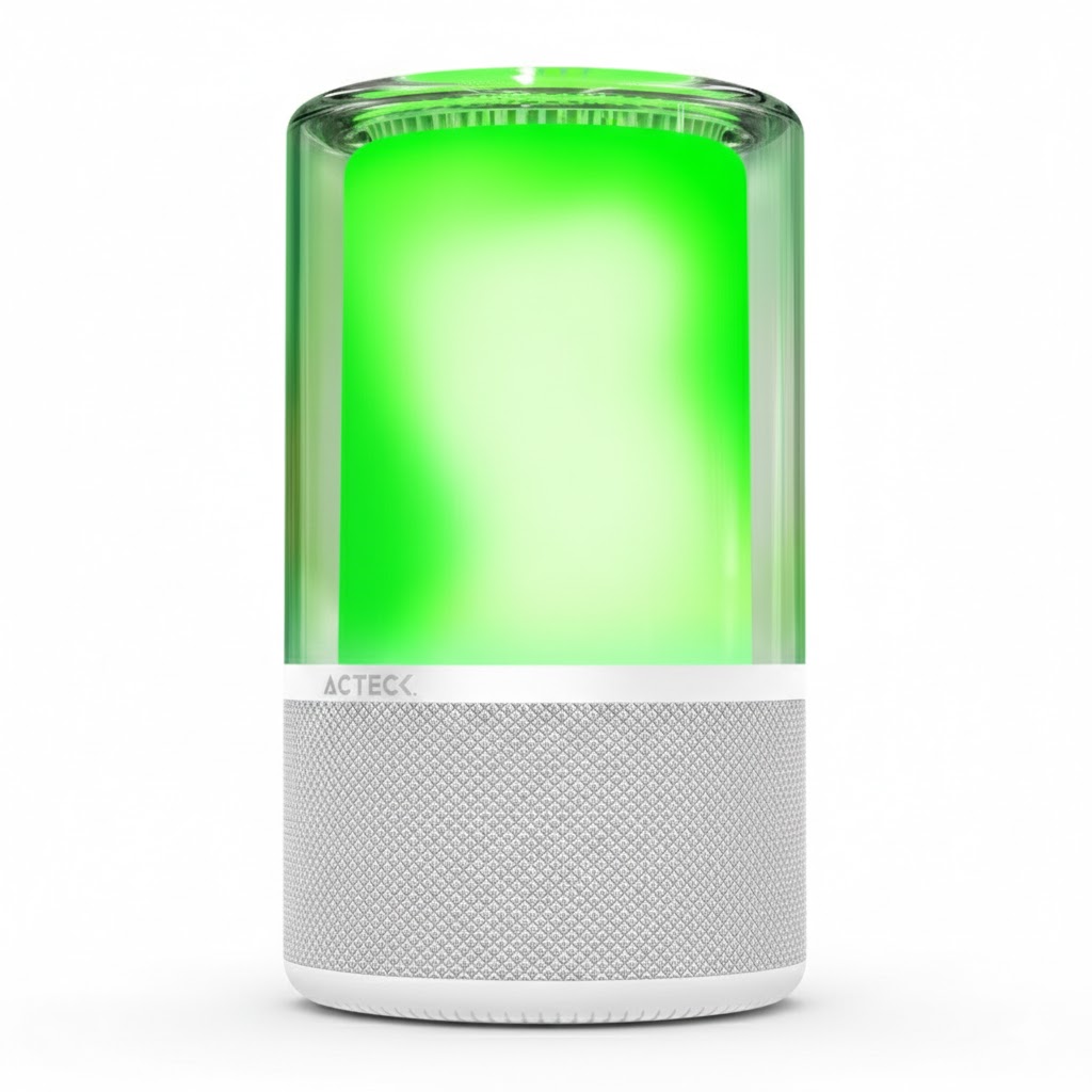 BOCINA ACTECK GLEE PURE AP70 BLANCO BLUETOOTH 5.2 3.5MM USB-C ILUMINACION LED ELITE SERIES AC-936392 03M DE GARANTIA