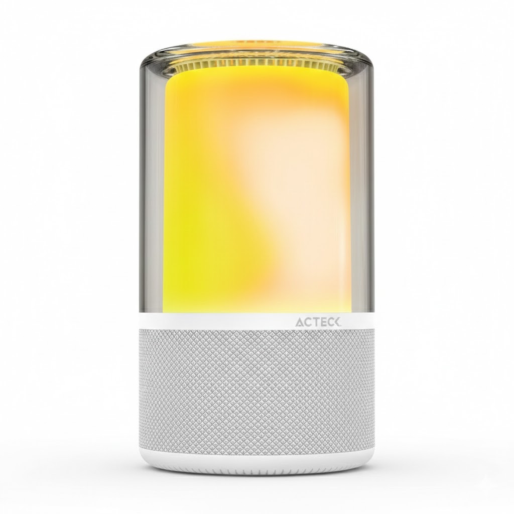 BOCINA ACTECK GLEE PURE AP70 BLANCO BLUETOOTH 5.2 3.5MM USB-C ILUMINACION LED ELITE SERIES AC-936392 03M DE GARANTIA