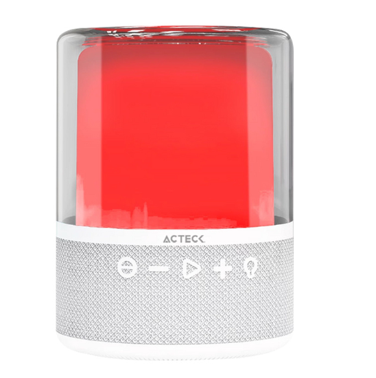 BOCINA ACTECK GLEE PURE AP50 BLANCO BLUETOOTH 5.2 3.5MM USB-C ILUMINACION LED ELITE SERIES AC-936415 03M DE GARANTIA