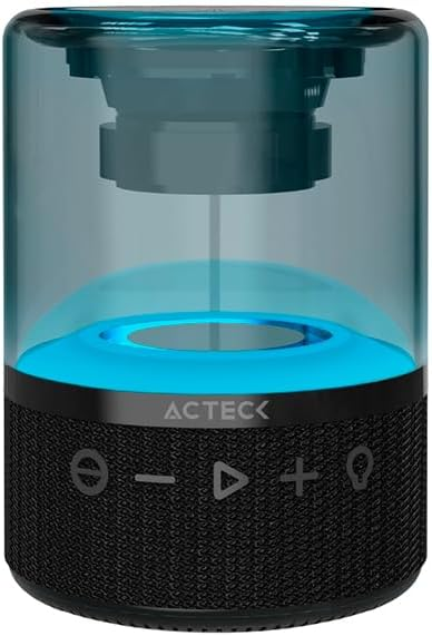 BOCINA ACTECK GLEE PURE AP30 NEGRO BLUETOOTH 5.2 3.5MM ISB-C ILUMINACION LED ADVANCED SERIES AC-936422 03M DE GARANTIA
