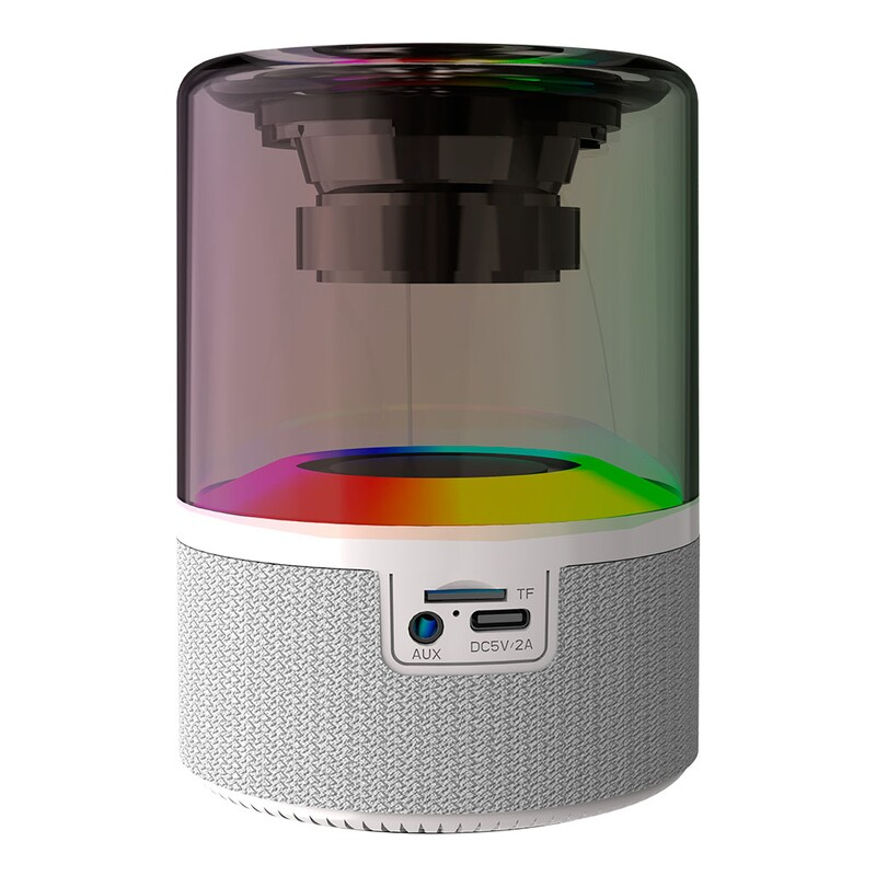 BOCINA ACTECK GLEE PURE AP30 BLANCO BLUETOOTH 5.2 3.5MM ISB-C ILUMINACION LED ADVANCED SERIES AC-936439 03M DE GARANTIA