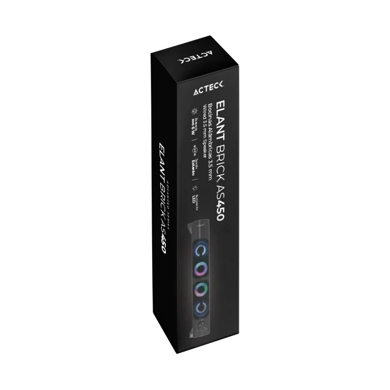 BOCINA ACTECK ELANT BRICK AS450 NEGRO LED 2.0CH 3.5MM ADVANCED SERIES AC-935258 6M DE GARANTIA