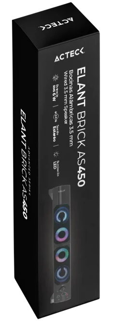 BOCINA ACTECK ELANT BRICK AS450 NEGRO LED 2.0CH 3.5MM ADVANCED SERIES AC-935258 6M DE GARANTIA