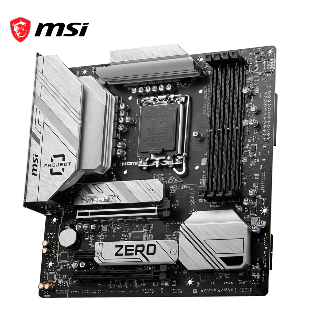 MB MSI B760M PROJECT ZERO INTEL 14VA DDR5 256GB M-ATX WIFI HDMI DP LGA1700 B760M PROJECT ZERO 12M DE GARANTIA