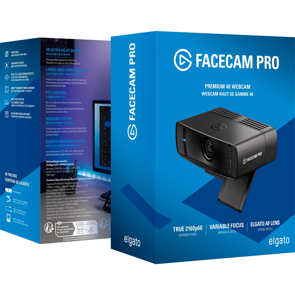 WEBCAM ELGATO FACECAM PRO STREAMING USB-C NEGRO WIN/MAC 10WAB9901 11M DE GARANTIA