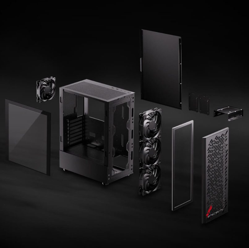 GABINETE ADATA XPG VALOR MESH NEGRO ATX S/FUENTE CISTAL VALORMESHMT-BKCWW