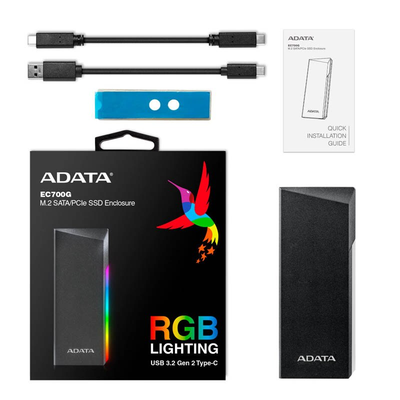 CASE ADATA EC700 M2/PCIE/SATA NEGRO USB 3.2 AEC700GU32G2-CGY 11M DE GARANTIA