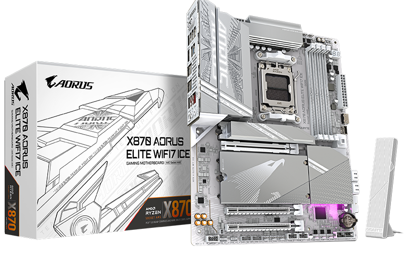 MB GIGABYTE X870 AORUS ELITE WIFI7 ICE AM5 DDR5 256GB ATX X870 AORUS ELITE WIFI7 ICE 11M DE GARANTIA