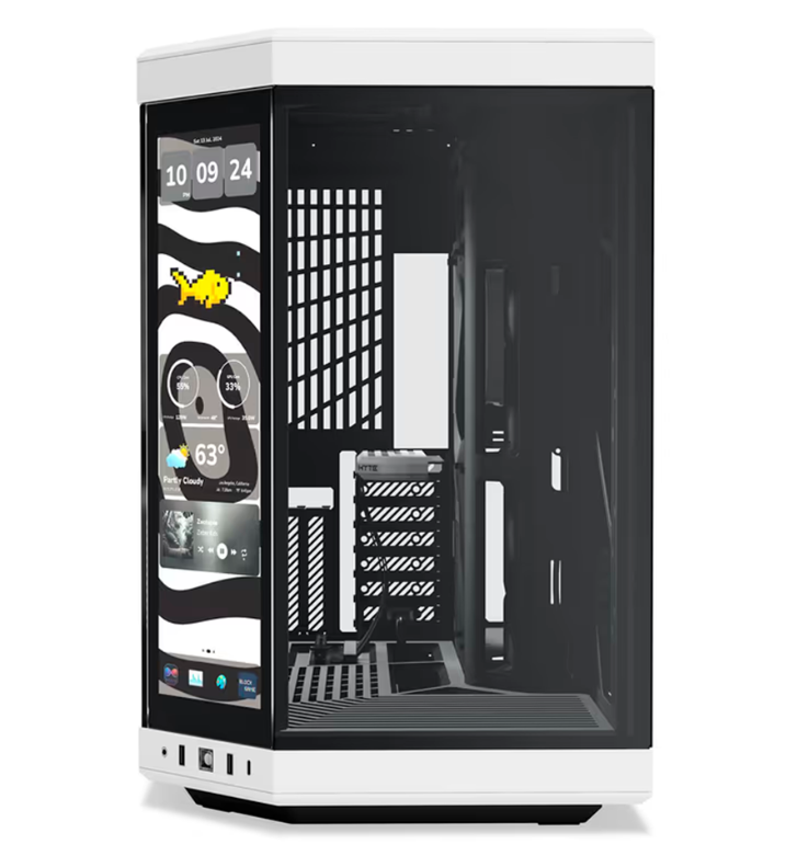 GABINETE HYTE Y70 TOUCH INFINITE EATX S/FUENTE CRISTAL NEGRO/BLANCO CS-HYTE-Y70TI-WB 11M DE GARANTIA