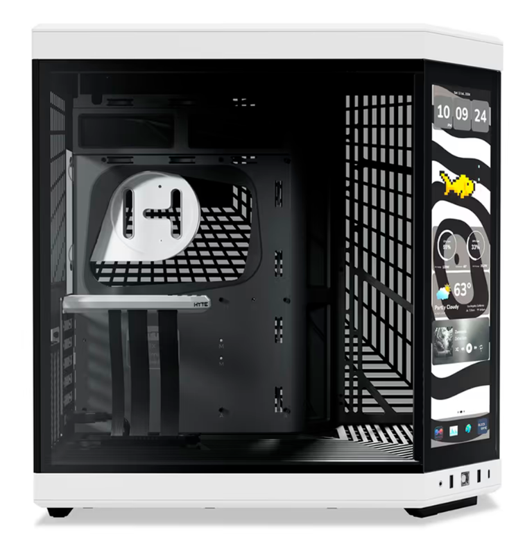 GABINETE HYTE Y70 TOUCH INFINITE EATX S/FUENTE CRISTAL NEGRO/BLANCO CS-HYTE-Y70TI-WB 11M DE GARANTIA
