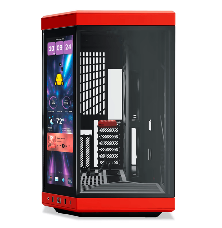 GABINETE HYTE Y70 TOUCH INFINITE EATX S/FUENTE CRISTAL NEGRO/ROJO CS-HYTE-Y70TI-RB 11M DE GARANTIA