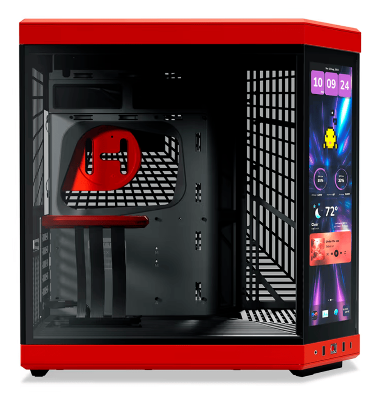 GABINETE HYTE Y70 TOUCH INFINITE EATX S/FUENTE CRISTAL NEGRO/ROJO CS-HYTE-Y70TI-RB 11M DE GARANTIA