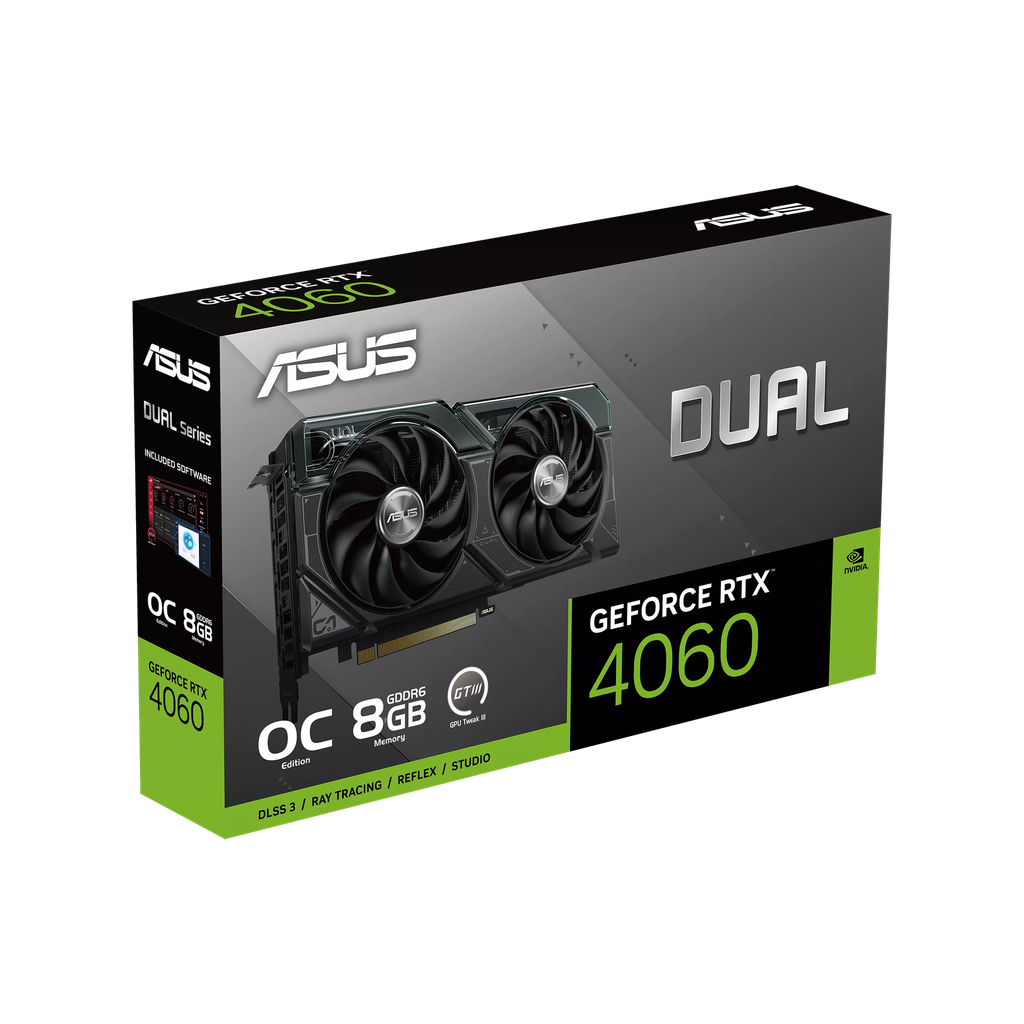 TVIDEO ASUS RTX4060 DUAL OC 8GB DRR6 HDMI DP DUAL-RTX4060-08G-V2 1AÑO DE GARANTIA