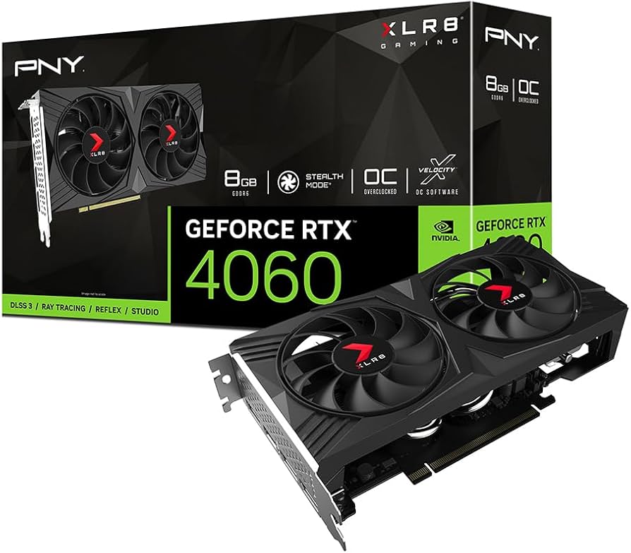 TVIDEO PNY RTX4060 VERTO DUAL FAN DLSS 8GB XLR8 GAMING GDRR6 VCG40608DFXPB1-O 1AÑO DE GARANTIA